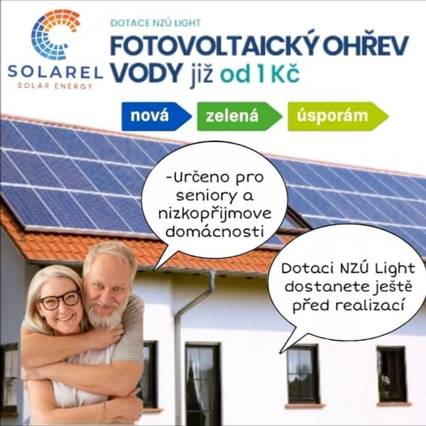 Photovoltaics for seniors for 1 CZK! Subsidy 90 000 CZK in advance., No