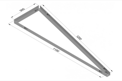 Triangular PV panel holder, 15 degrees, horizontal installation